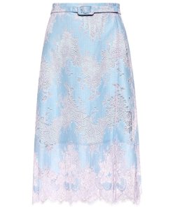 Carven Belted Floral Lace Skirt