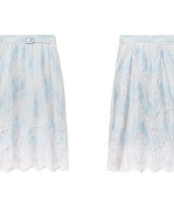 Carven Belted Floral Lace Skirt