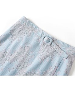 Carven Belted Floral Lace Skirt