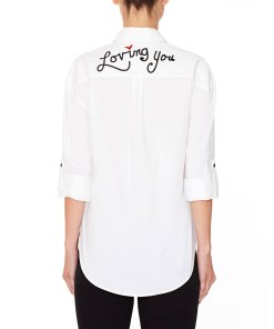 Alice + Olivia Brita Loving You Embroidered Shirt