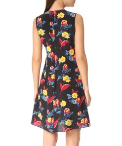 Diane von Furstenberg Floral Sleeveless Pintuck Dress
