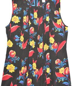 Diane von Furstenberg Floral Sleeveless Pintuck Dress