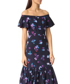 Rebecca Taylor Bell Flower Off-the-Shoulder Ruffle Dress