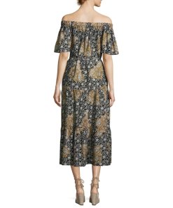 A.L.C. Doris Off-the-Shoulder Printed Midi Dress