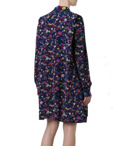 Kenzo Tanami Flower Print Long Sleeve V-neck Dress