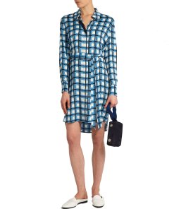 Diane von Furstenberg Rivoli Check Long-Sleeve Shirtdress