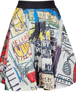 Alice + Olivia X Basquiat Earla Printed Stretch Cotton Skirt