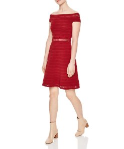 Sandro Masha Off-the-Shoulder Rib Knit Dress