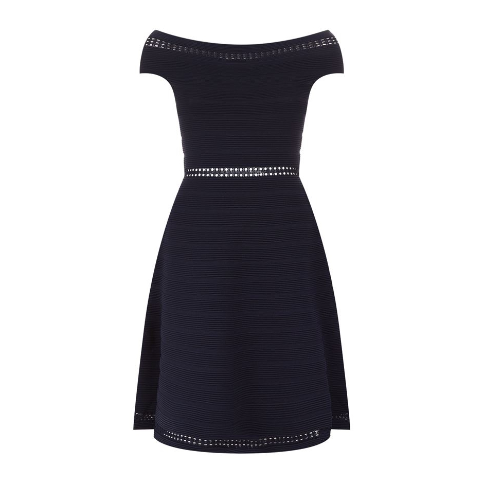 Sandro Masha Off-the-Shoulder Rib Knit Dress  evaChic