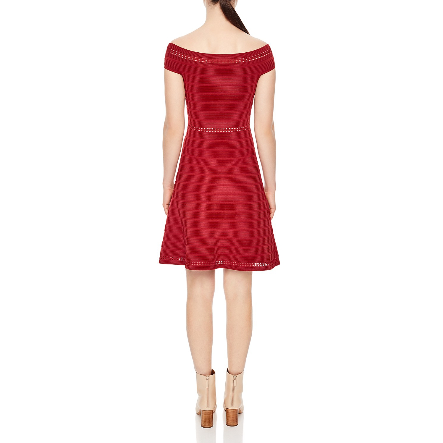 Sandro Masha Off-the-Shoulder Rib Knit Dress Sandro Masha Off-the-Shoulder Rib Knit Dress