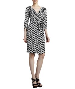 Diane von Furstenberg New Julian Two Chain-Print Wrap Dress  evaChic