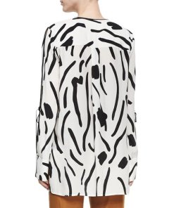 Diane von Furstenberg Keyhole Tie Long-Sleeve Silk Blouse