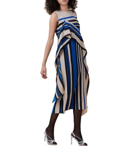 Diane von Furstenberg Borel Stripe Sleeveless Ruffle Dress