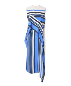 Diane von Furstenberg Borel Stripe Sleeveless Ruffle Dress