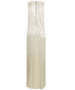 Alice + Olivia Lucia Metallic Plissé Tea-Length Dress