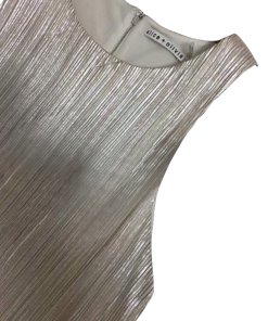 Alice + Olivia Lucia Metallic Plissé Tea-Length Dress