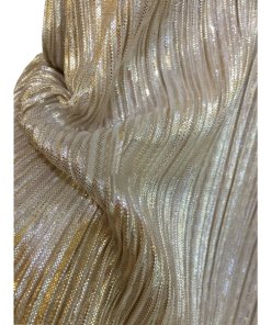 Alice + Olivia Lucia Metallic Plissé Tea-Length Dress