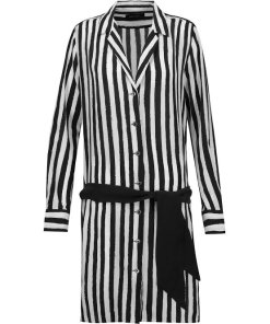 Equipment + Kate Moss Rosalind Belted Striped Washed-Silk Dress
