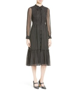 Kate Spade Pin Dot Silk Chiffon ShirtdressKate Spade Pin Dot Silk Chiffon Shirtdress