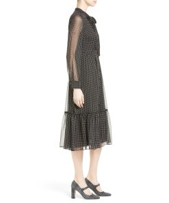 Kate Spade Pin Dot Silk Chiffon Shirtdress