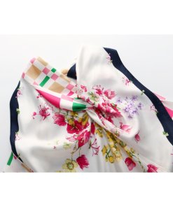 Nina Ricci Floral Print Combo Silk Halter Dress
