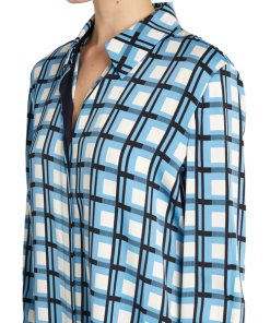 Diane von Furstenberg Rivoli Check Long-Sleeve Shirtdress
