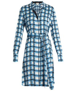 Diane von Furstenberg Rivoli Check Long-Sleeve Shirtdress