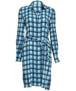 Diane von Furstenberg Rivoli Check Long-Sleeve Shirtdress