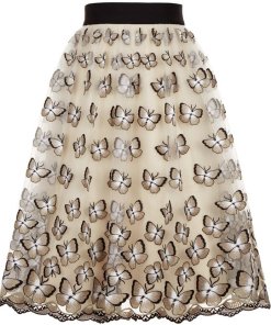 Alice + Olivia Catrina Butterfly Embroidered Tulle Skirt