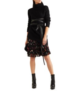 Alexander McQueen Pleated Printed Silk Chiffon Skirt