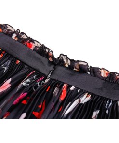Alexander McQueen Pleated Printed Silk Chiffon Skirt