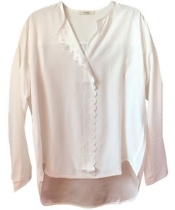 Céline Scalloped Placket Silk Blouse