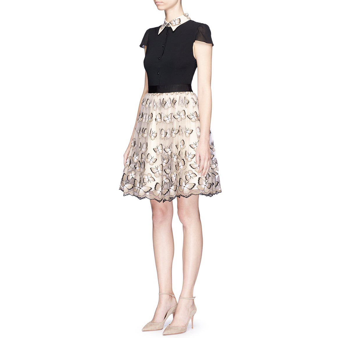 Alice + Olivia Dolly Butterfly Embroidered Dress