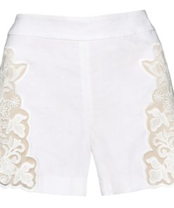 Alice + Olivia Marisa Lace Inset Linen Blend Shorts
