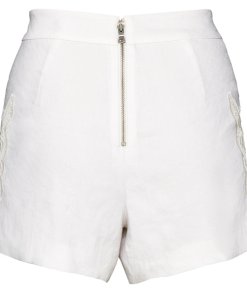 Alice + Olivia Marisa Lace Inset Linen Blend Shorts