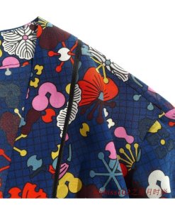 Kenzo Tanami Flower Print Long Sleeve V-neck Dress