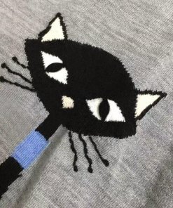 Kate Spade Broome Street Cat Intarsia Wool Cardigan