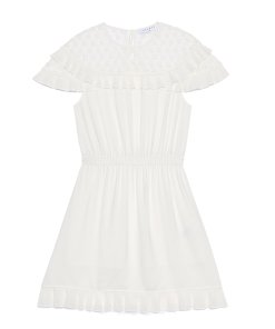 Sandro Firenze Lace Inset Pleated Ruffle Dress