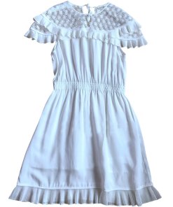 Sandro Firenze Lace Inset Pleated Ruffle DressSandro Firenze Lace Inset Pleated Ruffle Dress