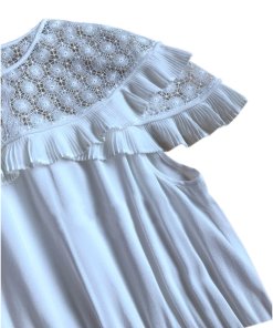 Sandro Firenze Lace Inset Pleated Ruffle Dress