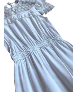 Sandro Firenze Lace Inset Pleated Ruffle Dress