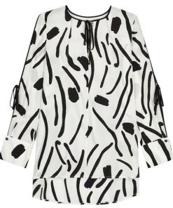 Diane von Furstenberg Keyhole Tie Long-Sleeve Silk Blouse