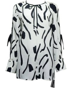 Diane von Furstenberg Keyhole Tie Long-Sleeve Silk Blouse