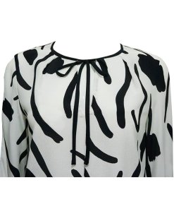 Diane von Furstenberg Keyhole Tie Long-Sleeve Silk Blouse