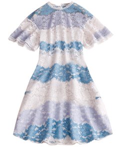 Burberry Flutter Sleeve Floral Lace Dress