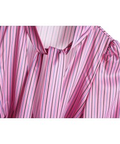 Balenciaga Striped Pussy Bow Ruched Waist Peplum Top