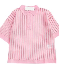 Sandro Pink-Striped Collared Top