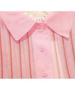 Sandro Pink-Striped Collared Top