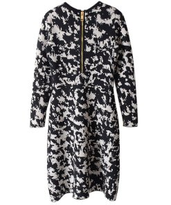Burberry Long-Sleeve Two-Tone Sheath Dress