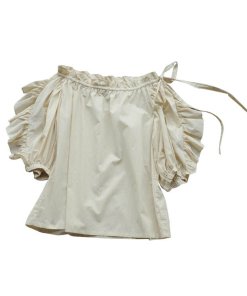 Robert Rodriguez Stripe Ruffle Off-the-Shoulder Top